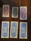 Lot Of 6 Vintage Macau Banknotes 1945 Banco Nacional Ultramarino Pataca Avos