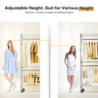 Heavy Duty Two Rods Rolling Garment Rack Shelves 15 7 29 5 74 5  Shelving Silver