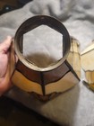 Set Of Four Tiffany Style Lamp Shades Vintage Glass Stained Amber brown Color 