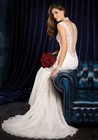  1999      Alfred Angelo Sapphire Couture Sz 2  Ivory Lace Fit Flare Wedding Gown