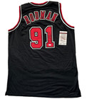 Dennis Rodman Autographed Chicago Bulls Black  91 Jersey     Signed W jsa Coa