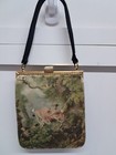 Vintage Romantic Homage Silk Handbag Stone Clasp Made In Italy W  Mirror