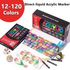 360-12 Colors Guangna Set Acrylic Paint Markers Brush Tip Paint Markers 