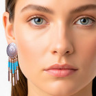 925 Sterling Silver Turquoise Dangle Earrings     Tk Mark     Southwestern 2      4 3g