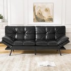 Convertible Faux Leather Futon Sofa Couch memory Foam Futon Couch Bed 