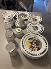 Disney Mickey   Minnie Mouse Christmas Dinnerware Lot W  Teapot  Mugs  Plates