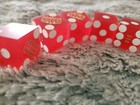 Pack 5 Red Dice Golden Nugget Las Vegas 3 4  Cellulose Acetate Sharp Edges Vtg