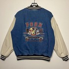 Vintage Winnie The Pooh Varsity Jacket Disney Denim Bomber Loyal True Crew Rare