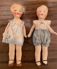 Pair Of Antique German Hertwig  Miniature Dollhouse Boy And Girl 3 1 2    Dolls