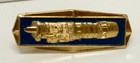 Vintage Pratt   Whitney Jet Engine Tie Clip Gold Tone Blue Enamel Aviation Bar