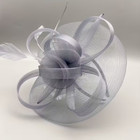 Grey Veil Feather Mesh Fascinator Veil Hat Clip Band Wedding Tea Cocktail Party
