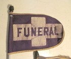 Vintage Funeral Flag Pair Clamp Hearse Procession Mortuary Signage Vehicle Sign