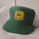 Vtg 80s John Deere Trucker Hat Otto Cap Green White Mesh Foam Lime Rope Snapback