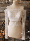 Wedding Dress Topper Jacket Bride Accessories White Ivory Lace Long Sleeves