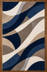 Modern Geometric Abstract Area Rug  Blue Beige Living Room  Washable Carpet