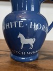 Vintage Portmeirion White Horse Scotch Whisky 6 5    Blue Pitcher Jug