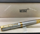      Hot Montblanc Silver Gold Fountain Pen Luxury Executive Collector Style