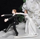 Wedding Couple Cake Toppers Figurine Bride And Groom Humor Marriage Favor Chase