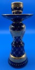 Vintage Limoges Cobalt Blue And Gold Gilt Porcelain Enamel Candle Holder France 