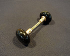 Pair Antique Victorian Jet Black Porcelain Door Knobs Brass Shanks - 1890 s
