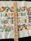 Vtg  Handmade Crewel Embroidered Happiness Is Still Homemade Needles N Hoops