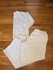 Pink Victoria   s Secret Gray Sweat Set Crewneck Wide Leg Pants Cozy Lounge S L