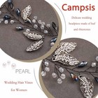 Wedding Leaf Hair Vine  Black Crystal Bridal Hairpiece Rhinestone Hair Access   