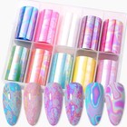 10 Rolls Nail Foil Transfer Sticker Kit Holographic Decals Aurora Iridescence