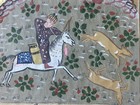 Persian Miniature Old Painting Of Persian Hunting Scene Double Sided Hebrew