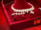 Swarovski Crystal Bridal Jewelry Set Silver Wedding Necklace And Earrings
