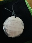 1pc Hand Amethyst Carved Rose Flower Natural Crystal Stone Pink Pendant
