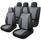  Luxury Faux Leather fabric Car Seat Covers With Breathable Full Set Black gray