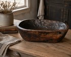 Hand Carved Wooden Dough Bowl 16x11 Rustic Primitive Trencher Farmhouse Decor