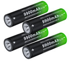 4 Pack 18650 Rechargeable Battery 3 7v 9900mah Button Top Li-ion Batteries For F