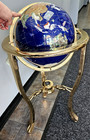 Alexander Kalifano 35 h Floor World Precious Gemstone Globe Large Brass Stand