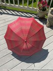 Vintage 1950   s 60   s Umbrella Wood Knob Handle Striped Mcm retro