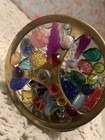 Vintage Metal Kaleidoscope Wheel Optical Toy Collectible Brass  Wood Eye Piece