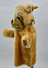 Vintage Steiff  mopsy  Pug Dog Mohair Hand Puppet 1960s-70 s With Ear Tag   Bow