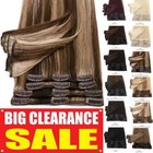 Long short Clip In Full Head Remy Russian Human Hair Extensions Highlight Sombre
