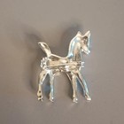 Vintage Silver Baby Horse Brooch Equestrian Foal Pin Silver Tone