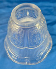 Vtg Clear Glass Lamp Shade Fleur-de-lis  Ribbed   Scalloped Edge 2 1 4    Fitter