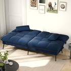 Comhoma Convertible Futon Sofa Bed 5-gear Backrest Steel Legs Space-saving  Blue
