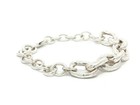 Handmade Sterling Silver Hammered Finish Oval Link Chain Bracelet