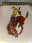 Vintage 1950s Glass Ceiling Light Shade Western Cowboy Horse Cactus Bronco Mcm