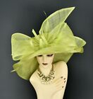 M23157  Lime Green  kentucky Derby Church Wedding Wide Brim Sinamay Dress Hat