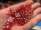 Box Of 12 Beautiful Vintage New Old Stock Crisloid Dice Light  Red -1 Odd Dice-