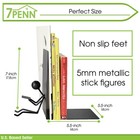 7penn Black Stick Figure Metal Bookends - 2pc Decorative Book Ends For Shelves