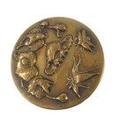 Vintage Art Nouveau Brass Repousse Flower And Insect Sewing Shank Button