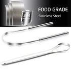 3pcs Stainless Steel Tongue Scraper Cleaner Tongue Brush Oral Care Tool
