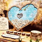 Rustic Wedding Guest Book Alternative Pen Set Sign Heart Drop   Unique Person   